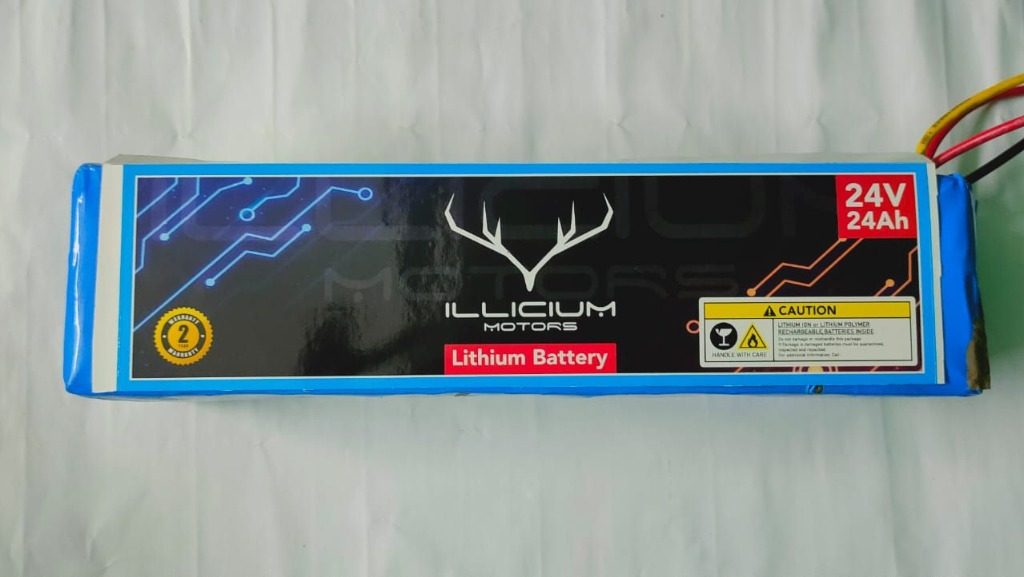 24v 20amp liibattery (mielage 60km to 65km)